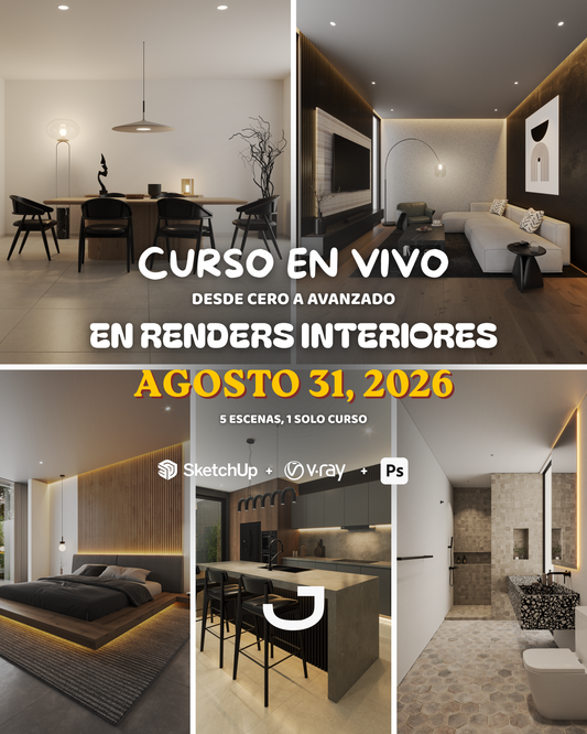 Curso Cero a Avanzado | Renders de Interiores con SketchUp + V-Ray + Photoshop | En Vivo